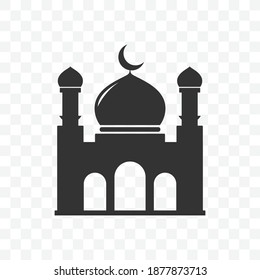Moschee-Symbol-Flachdesign einzeln auf transparentem Hintergrund.