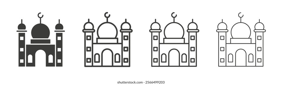 Mosque icon flat and linear vector illustration on white background.