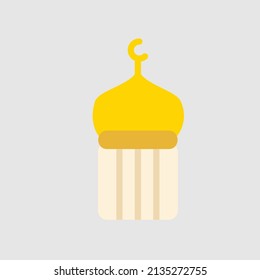 Icono de mezquita en estilo plano sobre ramadan, uso para presentación de aplicaciones móviles del sitio web