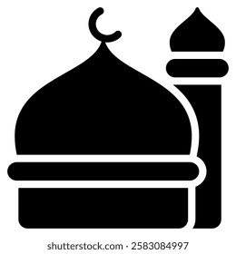 mosque icon with glyph style. Suitable for website design, logo, app, UI and etc. Based on the size of the icon in general, so it can be reduced.