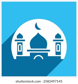Mosque icon illustration design with shadow, Islamic Ramadan icon