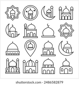 Conjunto de ilustración de icono de mezquita Colección