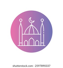Mosque Icon for Islamic Worship, Prayer, and Religious Observance