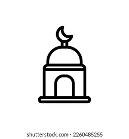 Mosque icon isolated on black. The mosque symbol is suitable for graphic design and websites on a white background. Icon vector