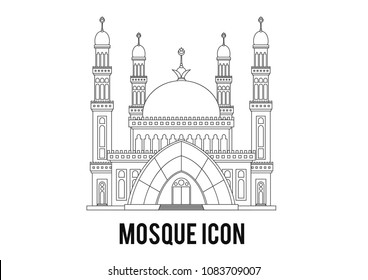 Mosque icon isolated on white background. Mosque vector logo. Flat design style. Modern vector pictogram for web graphics - stock vector