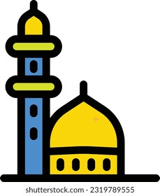 icono de mezquita fondo blanco aislado