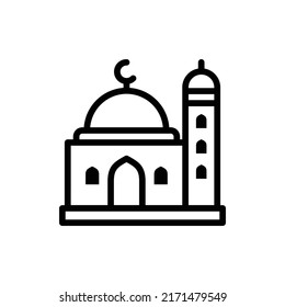 Mosque Icon. Line Art Style Design Isolated On White Background