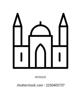 mosque icon. Line Art Style Design Isolated On White Background