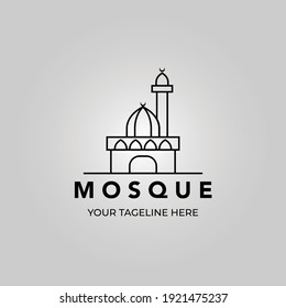 mosque icon line art vector minimalist illustration design