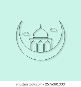 Mosque icon line art vector minimalist illustration design