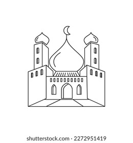 mosque icon line illustration ramadan symbol vector design