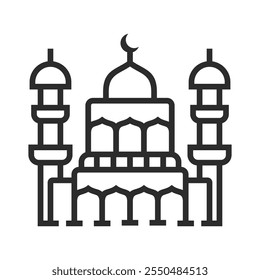 mosque icon line. muslim building to pray. vector illustration