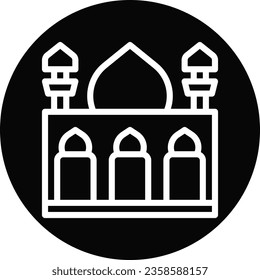 Icono de mezquita línea redondeada color blanco negro ramadan ilustración elemento vector y símbolo perfecto.