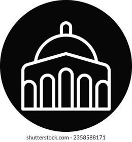 Mosque icon line rounded black white colour ramadan illustration vector element and symbol perfect.