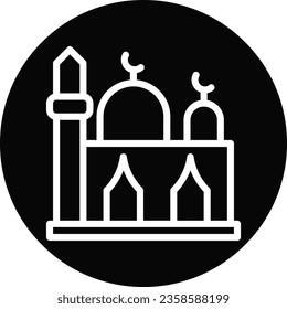 Mosque icon line rounded black white colour ramadan illustration vector element and symbol perfect.