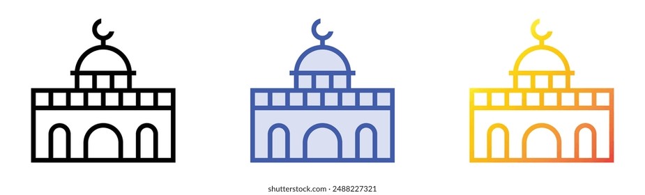 mosque icon. Linear, Blue Fill and Gradient Style Design Isolated On White Background