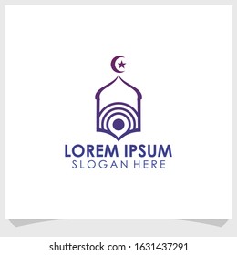 mosque icon logo design template, religion logo design vector