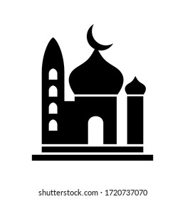Icono de mezquita o logotipo símbolo de signo aislado ilustración vectorial - iconos vectoriales de estilo negro de alta calidad
