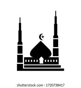 Icono de mezquita o logotipo símbolo de signo aislado ilustración vectorial - iconos vectoriales de estilo negro de alta calidad
