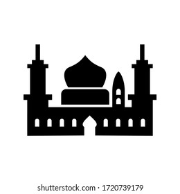 Icono de mezquita o logotipo símbolo de signo aislado ilustración vectorial - iconos vectoriales de estilo negro de alta calidad
