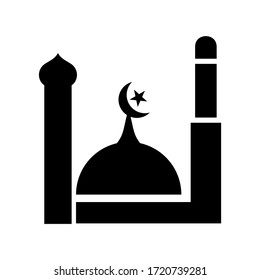 Icono de mezquita o logotipo símbolo de signo aislado ilustración vectorial - iconos vectoriales de estilo negro de alta calidad
