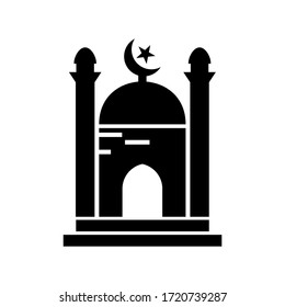 Icono de mezquita o logotipo símbolo de signo aislado ilustración vectorial - iconos vectoriales de estilo negro de alta calidad
