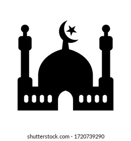 Icono de mezquita o logotipo símbolo de signo aislado ilustración vectorial - iconos vectoriales de estilo negro de alta calidad
