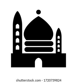 Icono de mezquita o logotipo símbolo de signo aislado ilustración vectorial - iconos vectoriales de estilo negro de alta calidad
