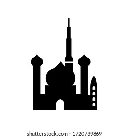 Icono de mezquita o logotipo símbolo de signo aislado ilustración vectorial - iconos vectoriales de estilo negro de alta calidad

