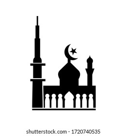Icono de mezquita o logotipo símbolo de signo aislado ilustración vectorial - iconos vectoriales de estilo negro de alta calidad
