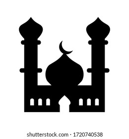 Icono de mezquita o logotipo símbolo de signo aislado ilustración vectorial - iconos vectoriales de estilo negro de alta calidad
