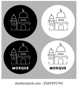 mosque icon logo.
mosque line art.
masjid black white icon.