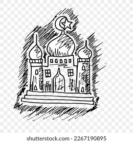 mosque icon and logo, sketch illustration