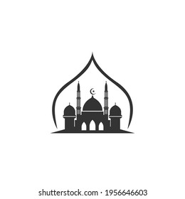 Mosque icon logo vector design. Silhouette mosque on white isolated background