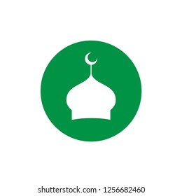 Mosque Icon. Moslem Praying Place Vector Illustration. Islamic Sign & Symbol Logo Template.