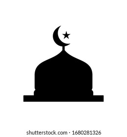 Mosque Icon. Moslem Praying Place Vector Illustration. Islamic Sign & Symbol Logo Template.