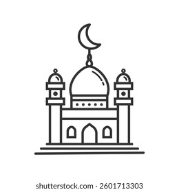 Mosque icon for moslem praying place flat design isolated vector illustration on white background.