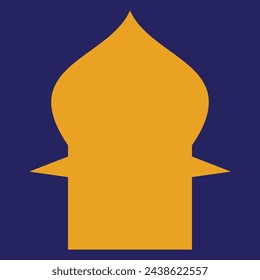 Mosque icon on blue background. Flat style. Vector illustration. Abstract illustration of simple religious ornament in flat style. Religious graphic design elements