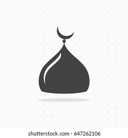 Mosque icon on gray background. Vector illustration. Symbol of Islam.
