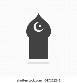 Mosque icon on gray background. Vector illustration. Symbol of Islam.