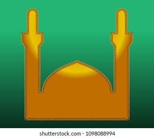 Mosque icon on green background. Vector.