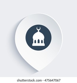 mosque icon on mark, vector illustration