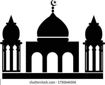 icono de la mezquita sobre fondo blanco. estilo plano.  luna creciente e ícono de mezquita para tu diseño de sitio web, logotipo, aplicación, UI. símbolo de mezquita. Signo islámico. 