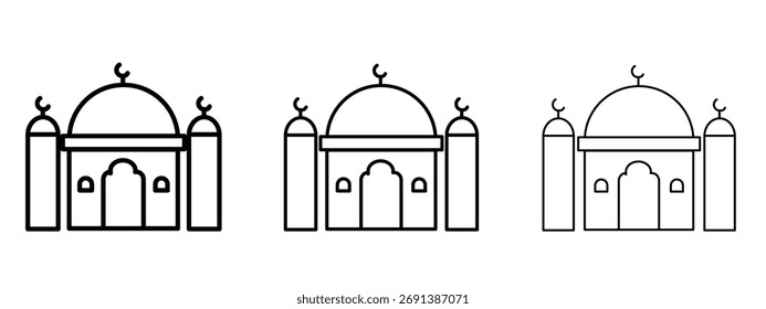 Mosque icon in outline stroke style symbol.