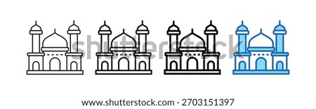 Mosque Icon Outline Style Vector Illustration