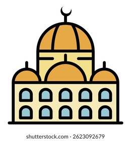 Mosque icon. Outline mosque vector icon color flat isolated