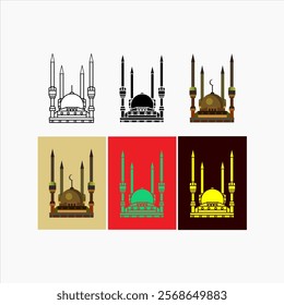 mosque icon pack vector graphic design. islamic religion. Isra' Mi'raj, Islamic holiday