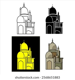 mosque icon pack vector graphic design. islamic religion. Isra' Mi'raj, Islamic holiday