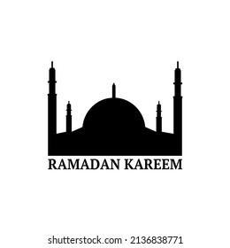 mosque icon with ramadan theme and wearing a white background