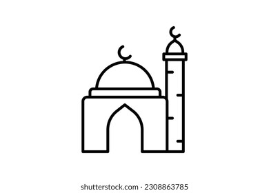 Moschee-Symbol. Symbol in Verbindung mit der islamischen Moschee. Zeilensymbol-Design. Einfaches Vektordesign bearbeitet